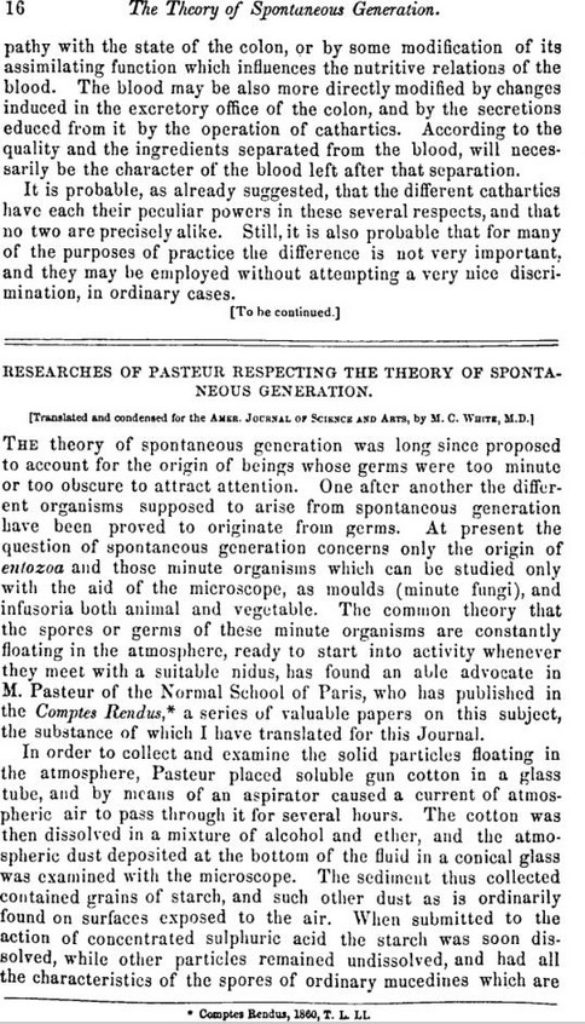  Researches of Pasteur Respecting the Theory of Spontaneous Generation