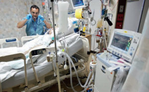 Mechanical ventilation in use at the bedside