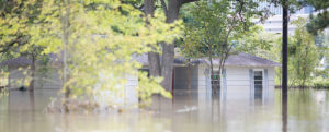 A flooded house in Houston, Texas