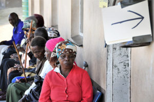 People waiting in line for healthcare